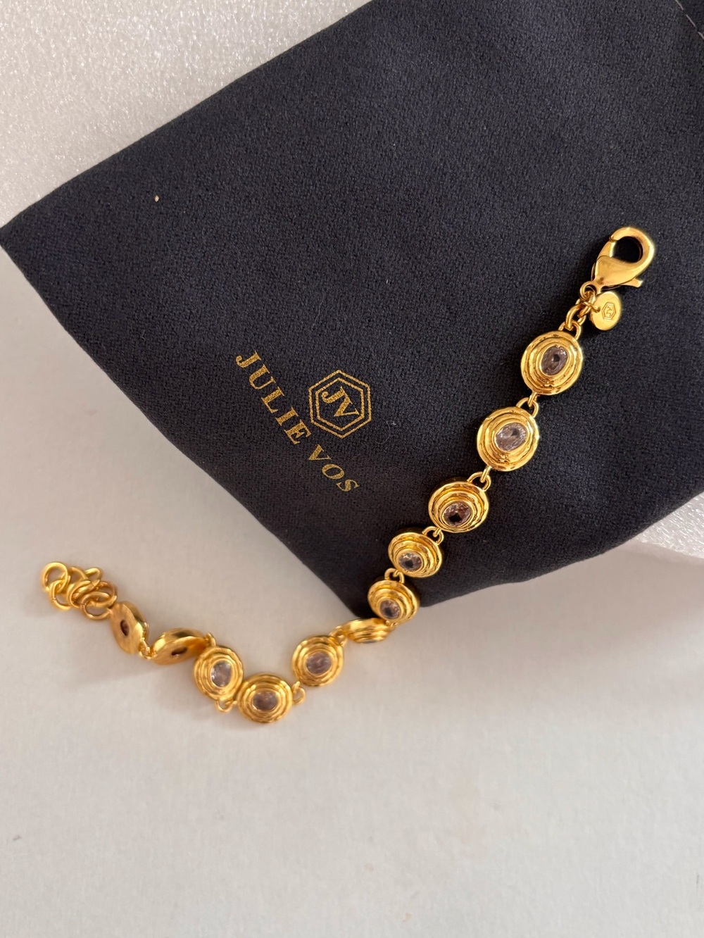 NWOT Julie Vos Gold Tudor Tennis Bracelet - Picture 4 of 5